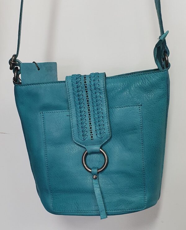 6637 turquoise jpg Vintage X body Bucket Leather bag - Turquoise